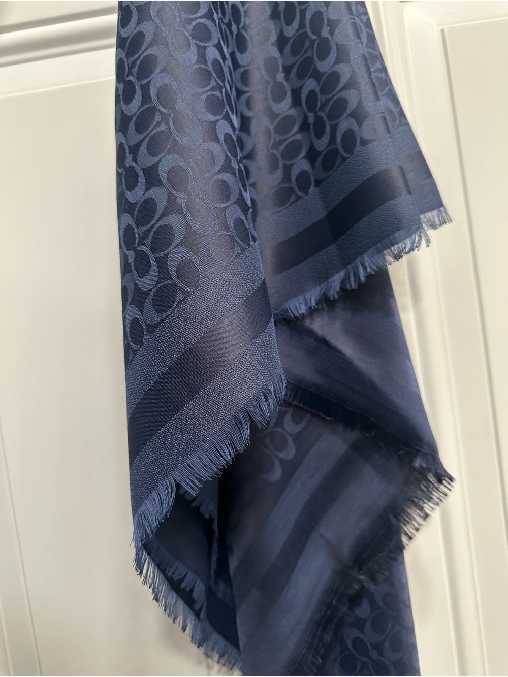 Coach monogram Navy scarf shawl wrap 55” x 55”
